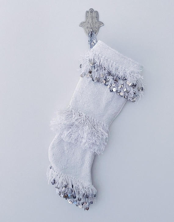 White handira Moroccan Wedding Blanket Christmas stocking
