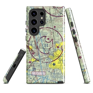 May include: A phone case with a detailed map of Sacramento, California, featuring a yellow and red circular area with the text "SFC 0-0" and "41 16".