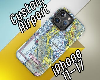Custom Airport VFR Sectional Chart iPhone Case: Gift for Pilot