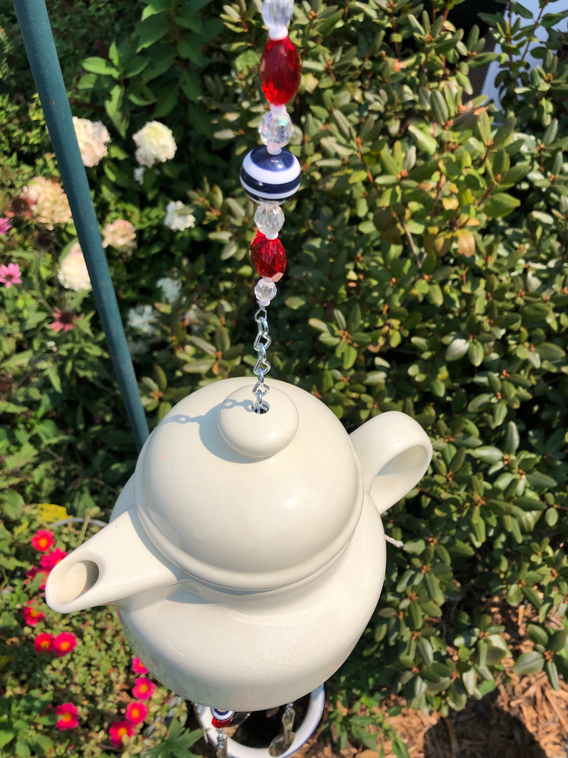Teapot Wind Chimes Home Crafted Glassware Stoneware Fine Etsy