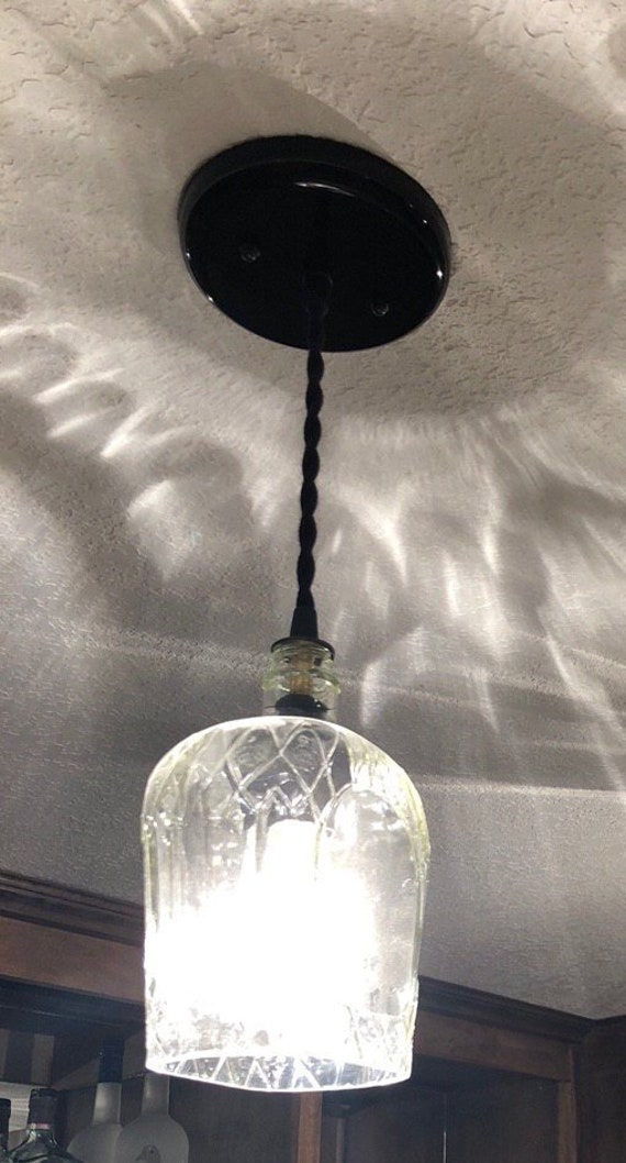 Whiskey Bottle Light Pendant Ceiling Light Glass Pendant Etsy