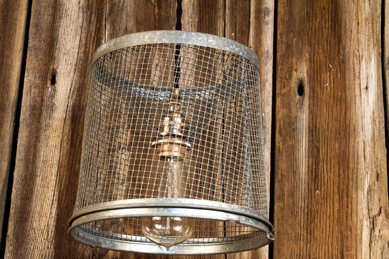 Basket Pendant Light Ceiling Farmhouse Decor Rustic Home Image 0