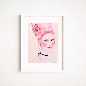 Kirsten Dunst Marie Antoinette konsttryck - Sofia Coppola filminspirerad original modeillustration | 9x12