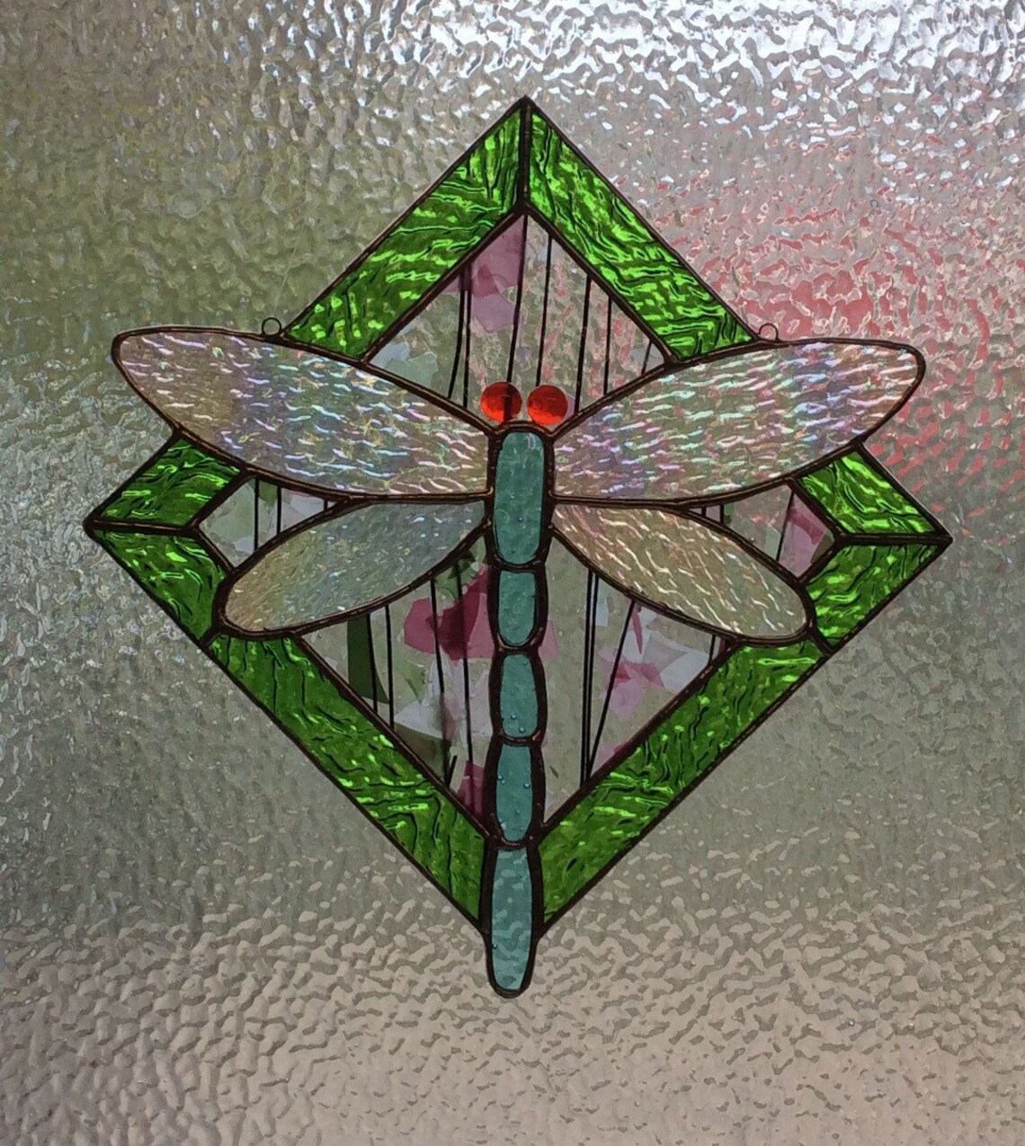 Stained Glass Dragonfly Window Hanging Mobile Handmade Etsy