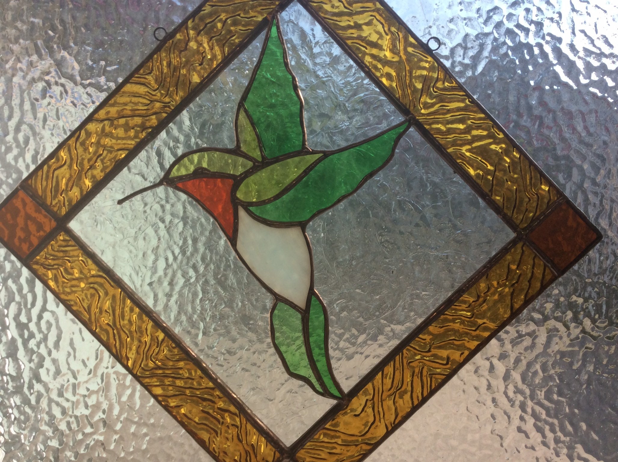 Stained Glass hummingbird Window Hanging Mobile Handmade Etsy