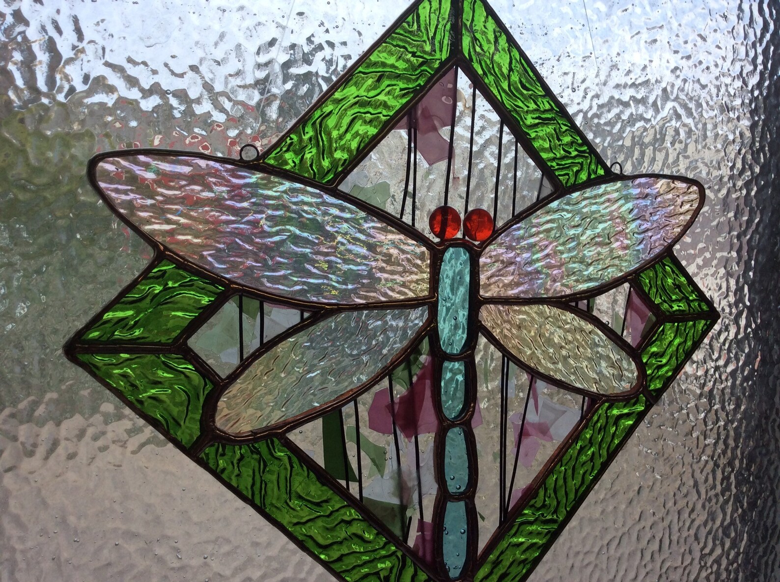 Stained Glass Dragonfly Window Hanging Mobile Handmade Etsy
