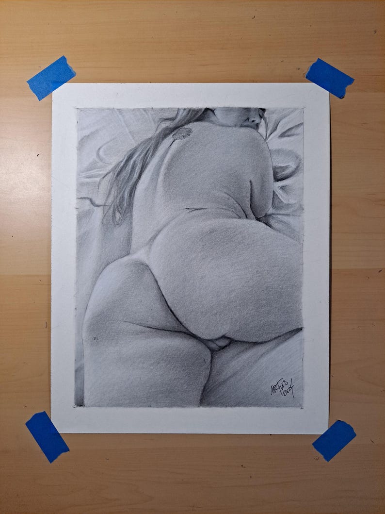 Original 11x14 Inch Charcoal Drawing of Nude Latin Woman - Etsy