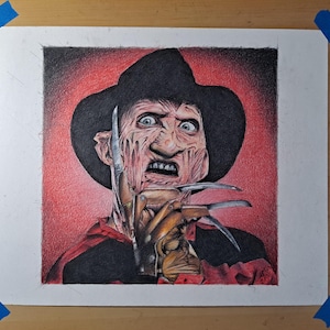 original 12x12 inch colored pencil drawing of Freddy Kruger/Robert Englund