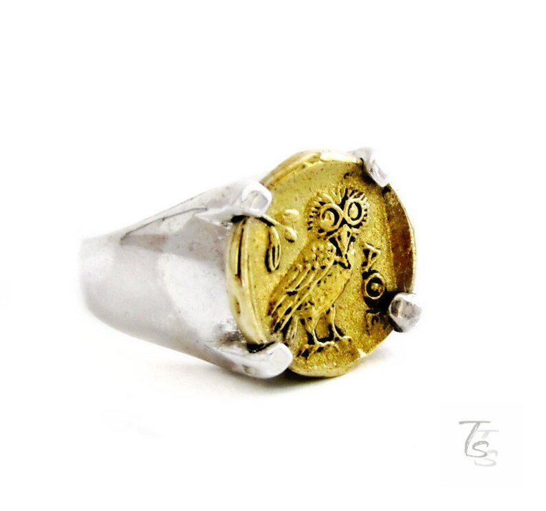 Bronze coin ring Coin ring Sterling silver ring Coin rings Ancient Greek Silver bronze ring Ancient coin ring