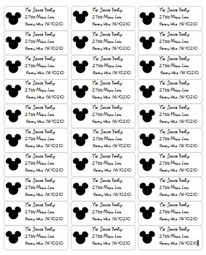 PRINTABLE Disneylandinspired Mickey Castle Custom 1 X 2 5/8 Return