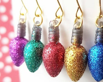 Christmas tiny Glitter ornement earring , Mini Ball dangle, Girl Stocking stuffer, Woman Secret santa