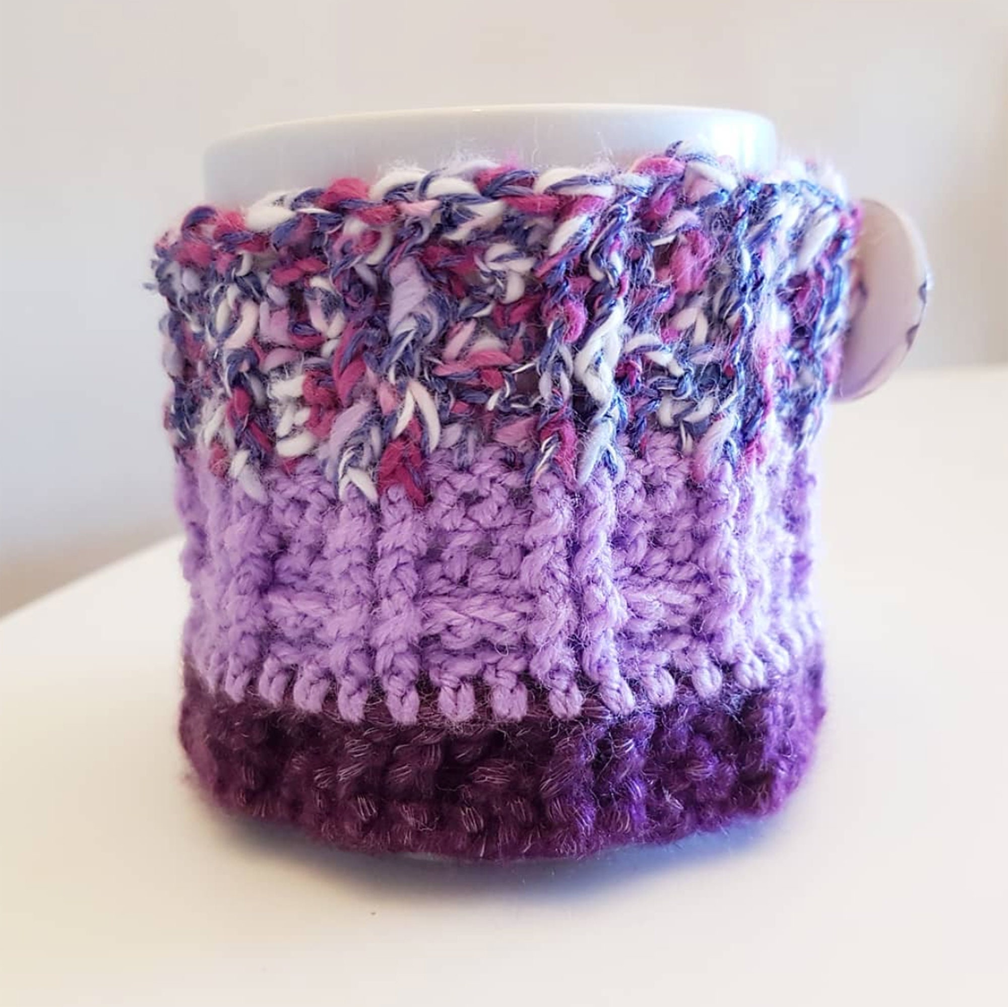 Housse de Tasse Au Crochet, Cuisine Confortable, Maison Rustique Violette, Décoration Artisanale Fra