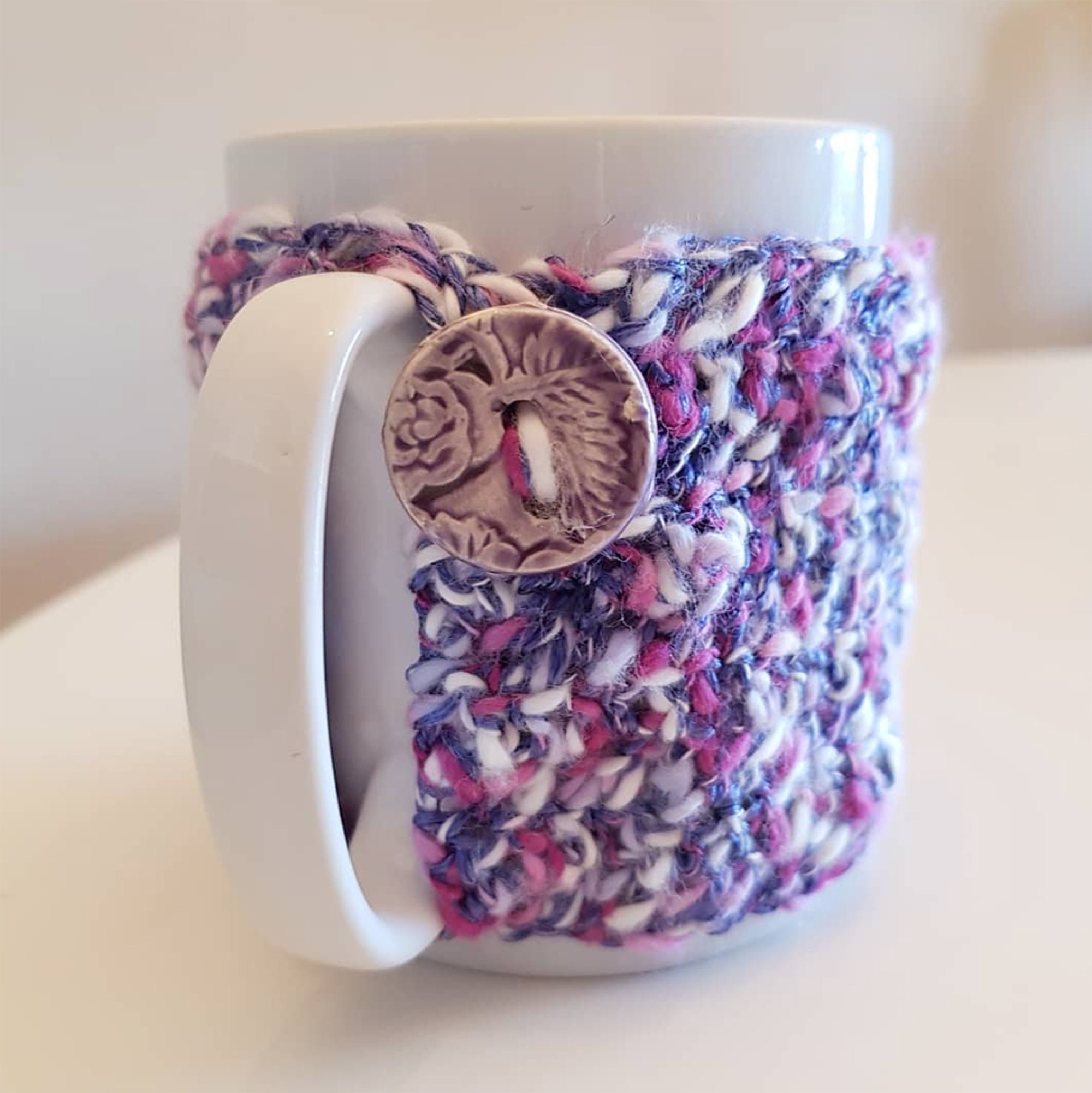 Cadeau Amateur de Café, Housse Tasse Confortable Violette, Cadeaux d'accessoires Thé, Cuisine Rustiq