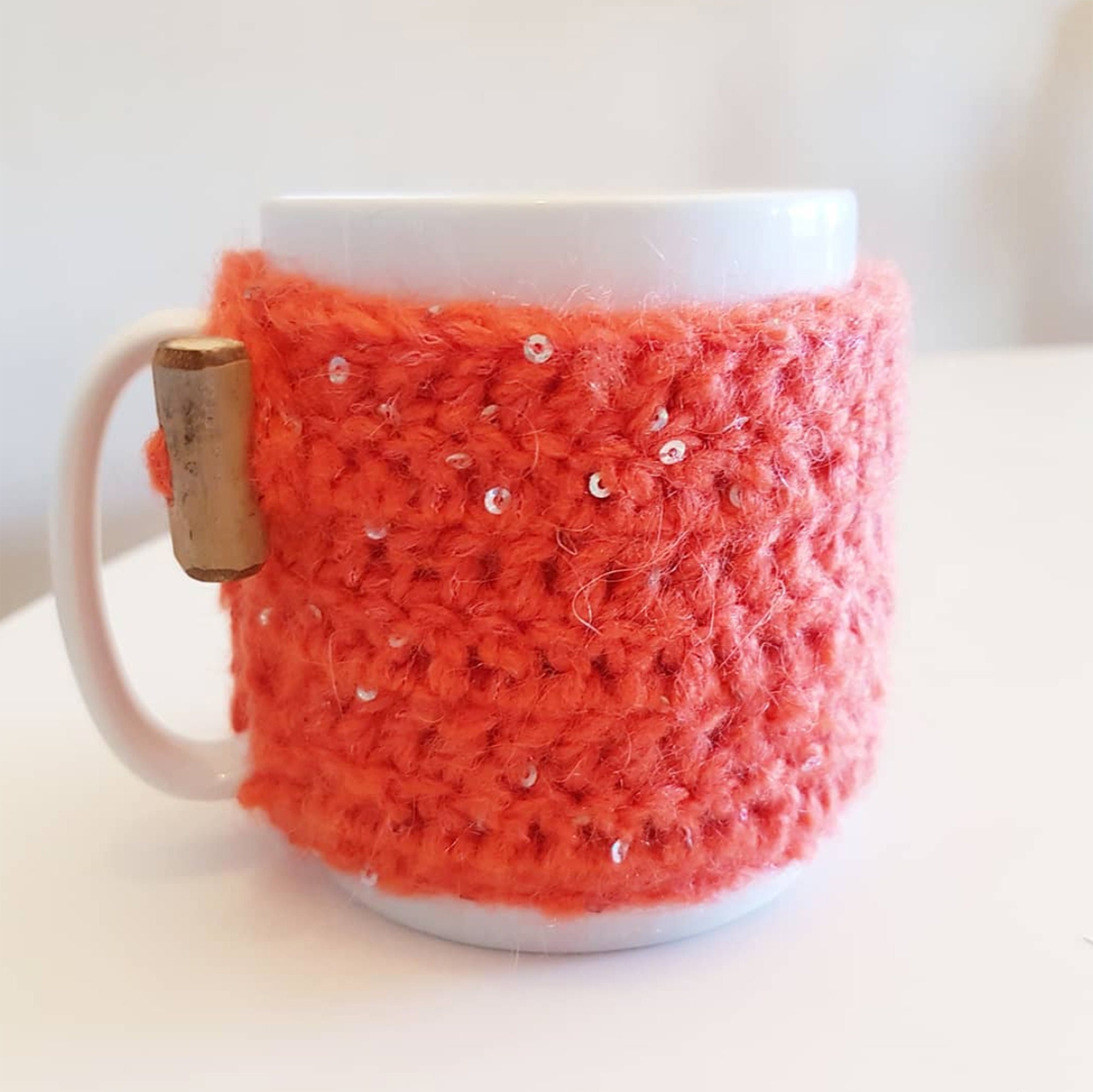 Housse de Tasse à Café, Cuisine Rustique Orange, Crochet Confortable Fait La Main, Décoration Maison