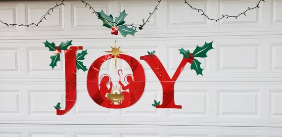 Christmas Magnetic Garage Sign Christmas Garage Door Decal Wall Decal Outdoor Nativity Scene Outdoor Joy Sign