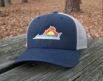 Virginia Beach Scene Hat (navy front, grey back)