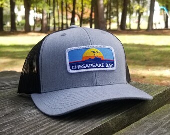 Chesapeake Bay Deadrise Patch Trucker Hat (grey/black)