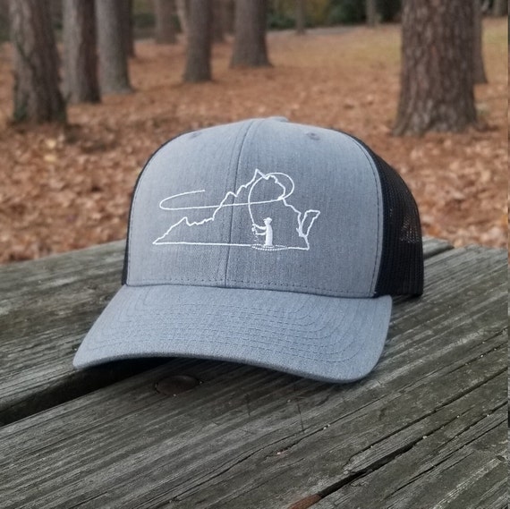 Virginia Fly Fish Hat heather Grey black Hat Etsy