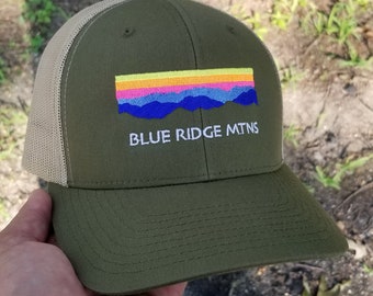 Blue Ridge Mountains Trucker Hat (green, tan)