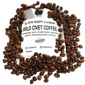 70grams Authentic Arabica Wild Civet Coffee Roasted Beans Pure Indonesia Kopi Luwak image 1