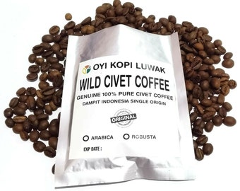 Arabica Wild Civet Coffee Roasted Beans - Pure Indonesia Fresh Kopi Luwak 200grams