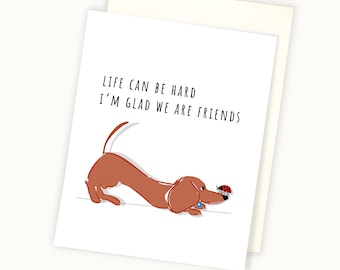 Friendship Card - Doxie Card Dachshund - Wiener Card - Lady Bug Card - Best Friends Card
