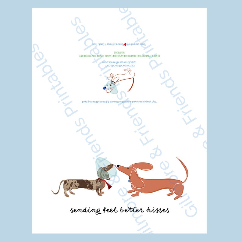 Printable Get Well Soon Dachshund Card Doxie Card Dachshund Wiener Dog Card Teckel Card Digital Get Well Card Instant Download image 2