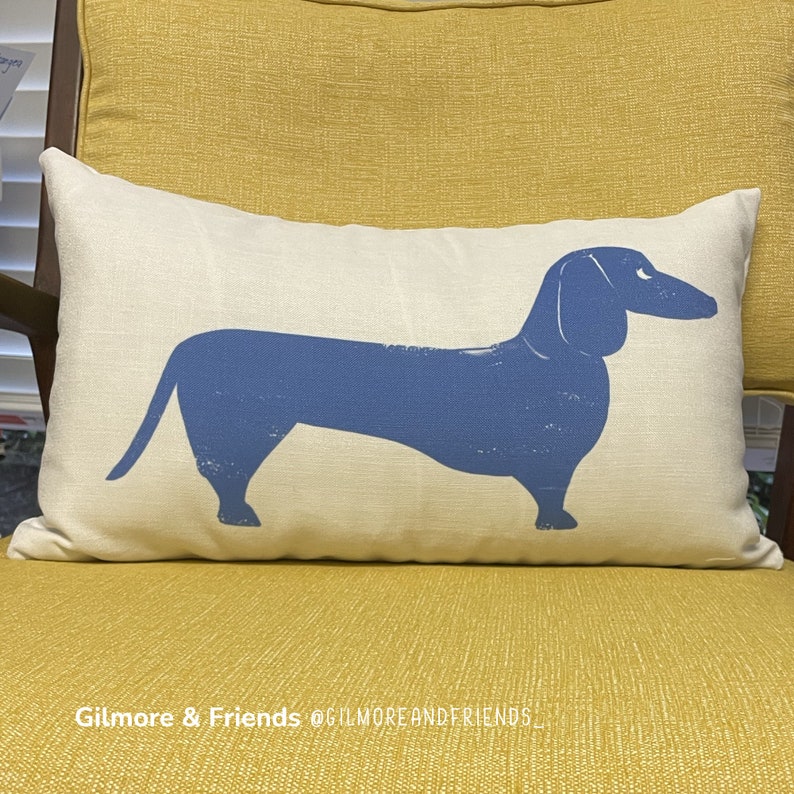 Doxie on a Pillow Long Hair Dachshund Pillow Doxie Decor Wire Doxie Pillow Dog Pillow Doxie Mom Decor Doxie Pillow Case image 3