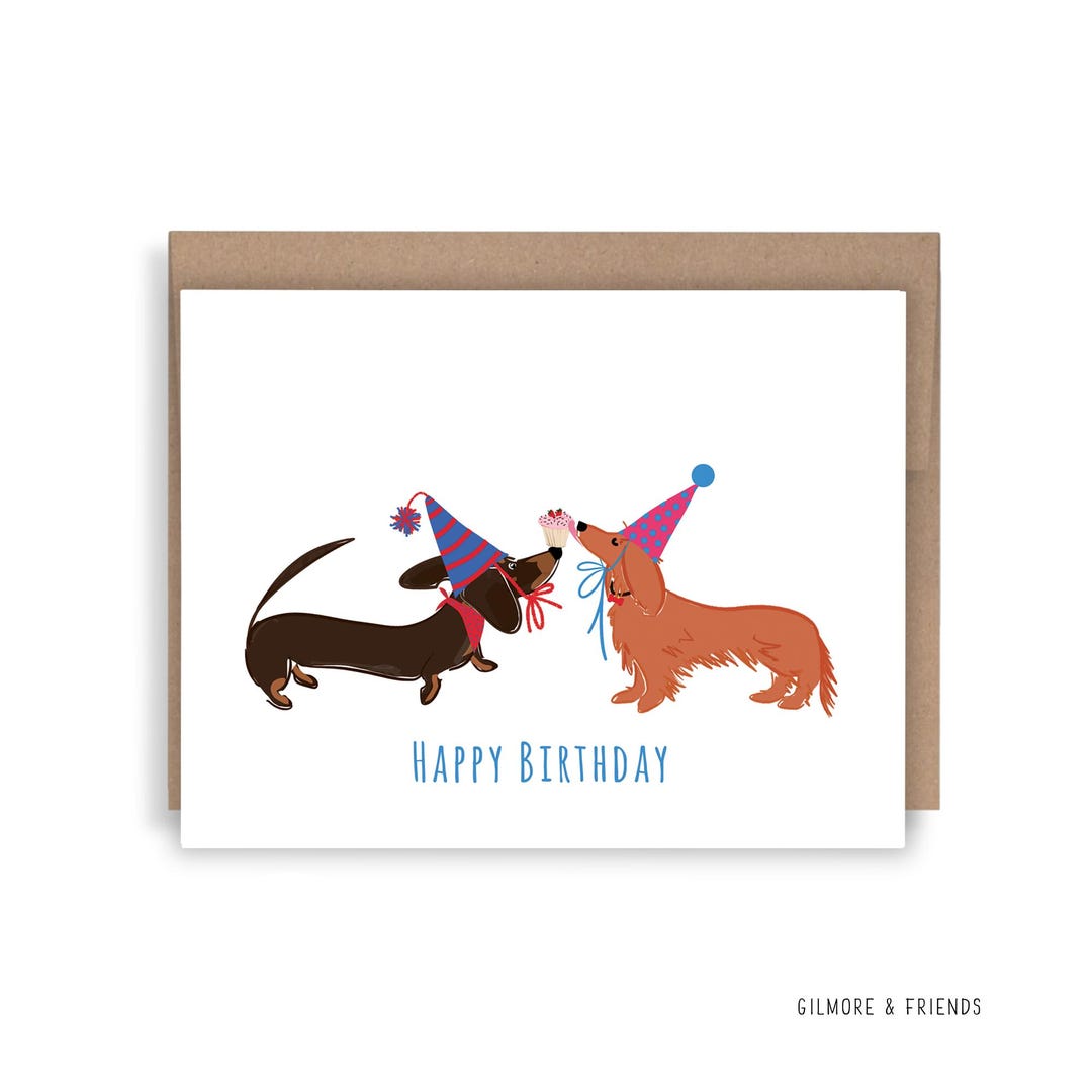 Happy Birthday Dachshund Card - Doxie Card - Wiener Dog Card ...