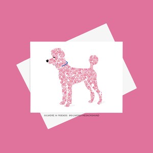 Pink Poodle Card Valentine Poodle Card Poodle Lovers Card Dog Groomer's Card Poodle Lover's Card Poodle Drawing image 4