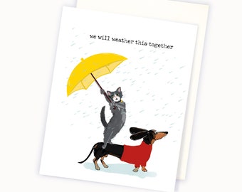 Encouragement Card - Think Positive Card - Cancer Sucks Card -  Get Well Card for Dog Lover - Card For Cat Lover - Sympathy Card
