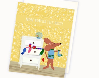 Mother's Day Card for Dog Lover -  Mother's Day Dachshund Card - Happy Mother's Day Doxie Card - I Love You Mom Card