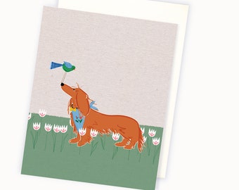 Making Friends - Best Friends Card - Dachshund Card - Pretty Dog Card - Doxie Drawing - New Baby Card