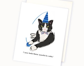 Funny Cat Birthday Card - Tuxedo Cat Card - Birthday Card for Cat Lover - Black and White Cat Card - Blank Birthday Card for Tuxedo Cat