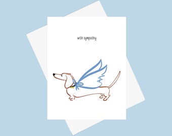 Pet Sympathy Dachshund Sympathy Card - Smooth Doxie Card for Dog Lover - Rainbow Bridge Card Angel Dog