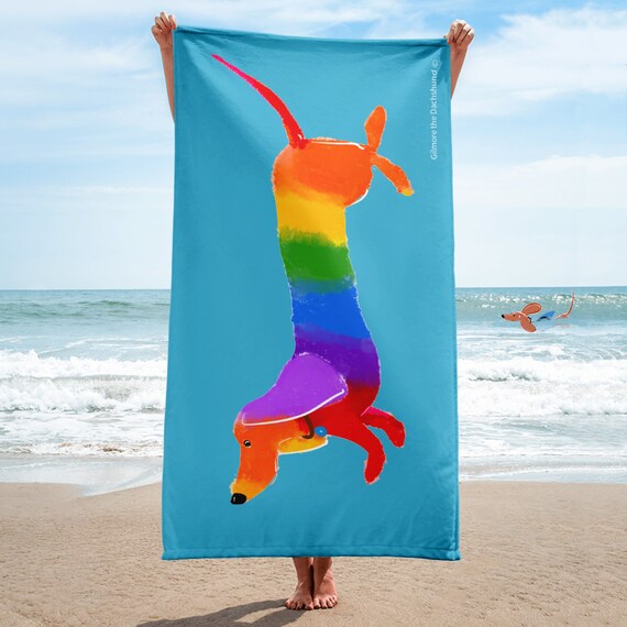 Rainbow Doxie Pride Towel Doxie Beach Towel Wiener Dog Towel