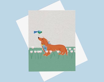 Making Friends - Best Friends Card - Dachshund Card - Pretty Dog Card - Doxie Drawing - New Baby Card