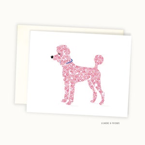 Pink Poodle Card - Valentine Poodle Card - Poodle Lovers Card - Dog Groomer's Card - Poodle Lover's Card - Poodle Drawing