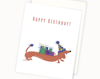 Happy Birthday Doxie Card - Dachshund Card - Weiner Dog Card - Dachshund Birthday Card