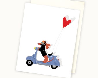 Be Mine Card -  I Love You From the Dog - Dachshund  Card - Missing You Card - Dog Lover Card - Friendship Card