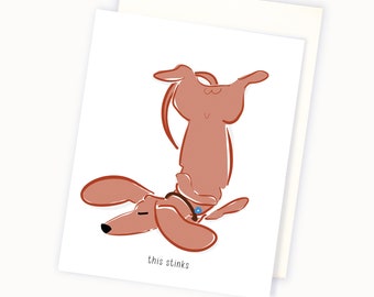 Cancer Sucks Card - Doxie Card - Wiener Dog Card - Dog Encouragement Card - This Stinks Card