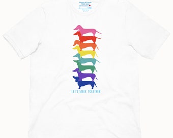 Regenbogen Doxie T-Shirt - Pride T-Shirt - Unisex Pride T-Shirt - Feiern Sie Pride T-Shirt - Kurzarm Pride T-Shirt für Hundeliebhaber