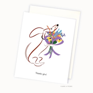 Thank you Card - Dachshund Card - Doxie Card - Wiener Dog Card - Thank You Card for Dog Lover - Sending Flower Thank You Card