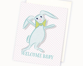 Welcome Baby - Congratulations New Baby Card - Bunny Card -  New Baby Card - Welcome Baby Card