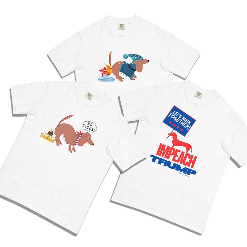 Political Dog Lover Tee - ICE OUT T-Shirt - No Kings T-Shirt - IMPEACH Trump T-Shirt - Unisex T-Shirt image 2