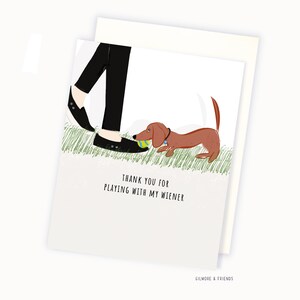 Dog Sitter Thank You Card Funny Wiener Dog Thank You Card Vet Tech Thank You Card image 1