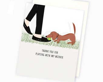 Dog Sitter Thank You Card - Funny Wiener Dog Thank You Card - Vet Tech Thank You Card