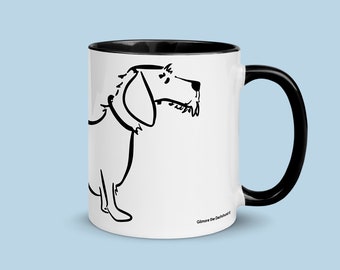 Mug teckel à poils câblés - Mug Doxie noir et blanc - Mug chien saucisse à poils métalliques - Mug teckel à poils câblés - Mug pour amateur de saucisses