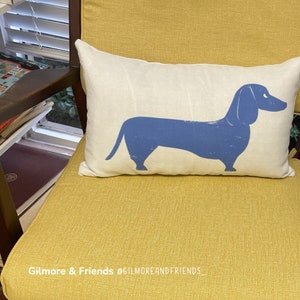 Doxie on a Pillow Long Hair Dachshund Pillow Doxie Decor Wire Doxie Pillow Dog Pillow Doxie Mom Decor Doxie Pillow Case image 1