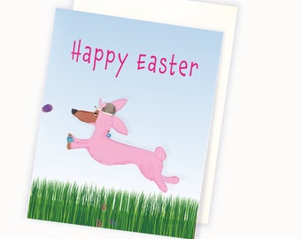 Dachshund Easter Card- Cute Easter Card -  Easter Card for Dachshund Lover - Wiener Dog Easter Card - Sausage Dog Easter Card